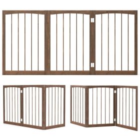 63" x 30" Brown Wooden Pet Fence